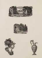 TvB G 5714
<br/>
Vier houtgravures (door tijd en vlijt - gans en pauwen - Pallas Athene - schenkkan)
<br/>
<em>Cranendonk, Alexander (1799-1869)</em>